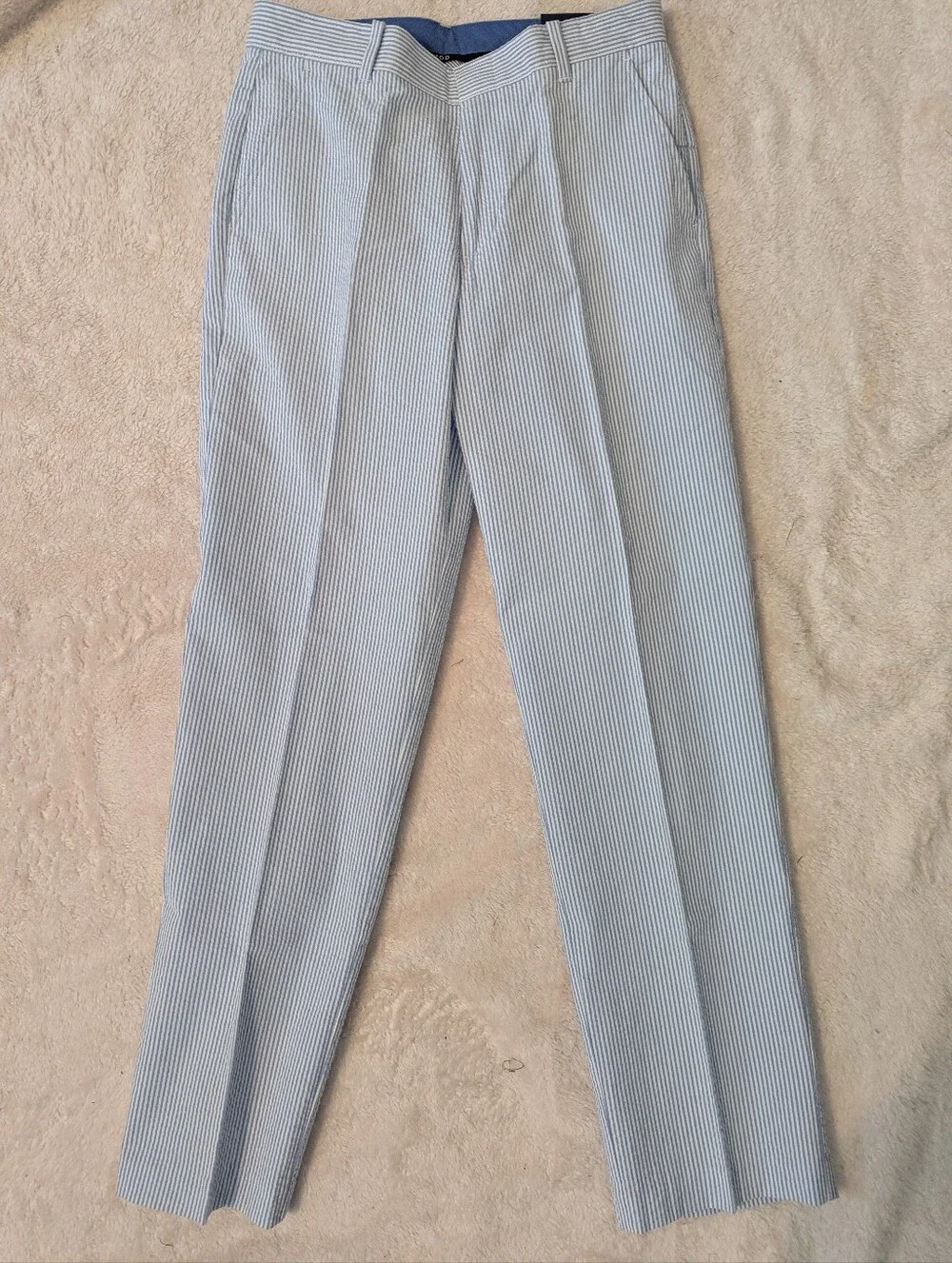 Izod Boys Blue Striped Cotton Seersucker Pants Size 14 NWT